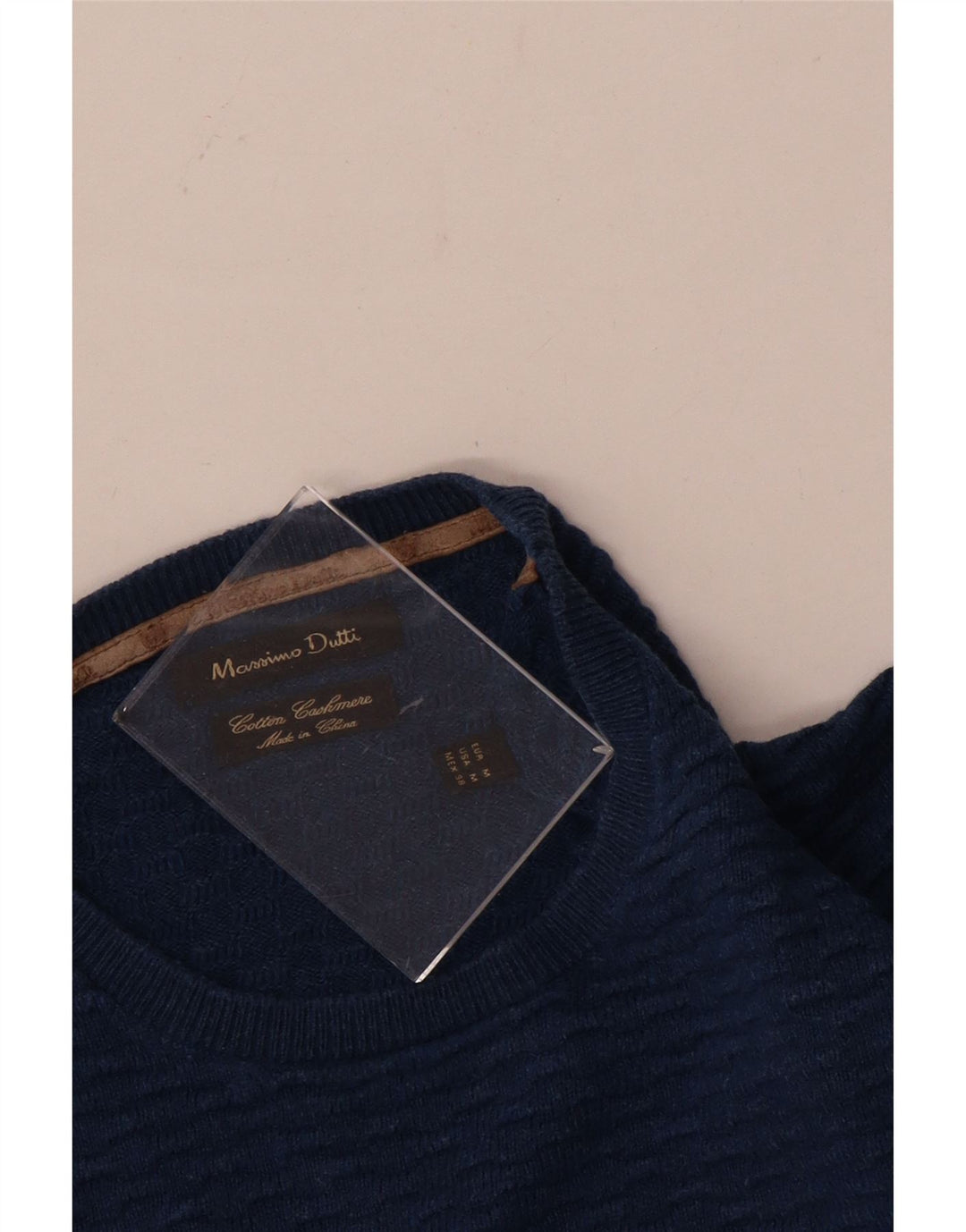 Suéter masculino Massimo Dutti com gola redonda e algodão azul médio