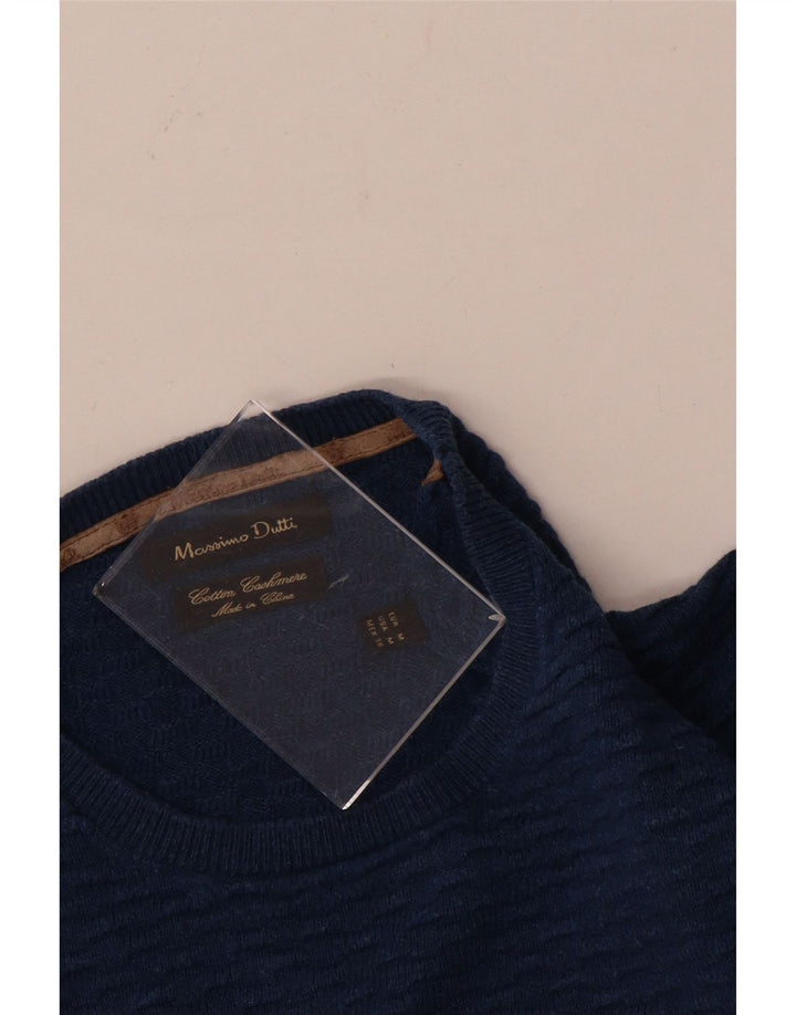 Suéter masculino Massimo Dutti com gola redonda e algodão azul médio