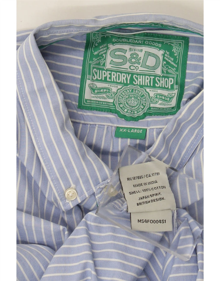 Camisa masculina Superdry 2XL algodão listrado azul
