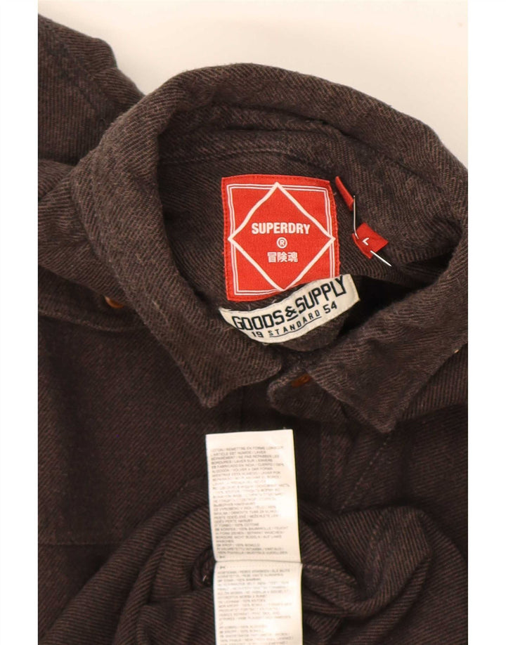 Camisa masculina de flanela Superdry grande algodão marrom