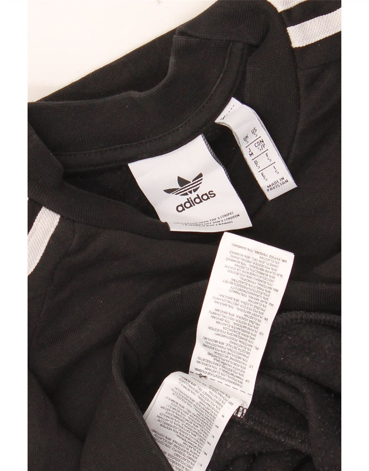 ADIDAS Mens Moletom Jumper Pequeno Algodão Preto