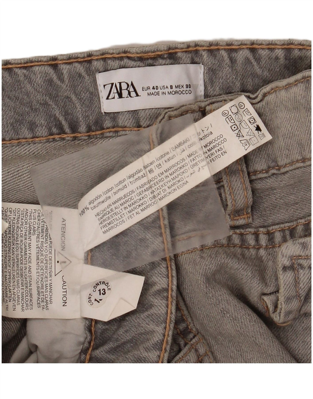 Calça jeans feminina cargo larga ZARA EU 40 médio W30 L34 algodão cinza
