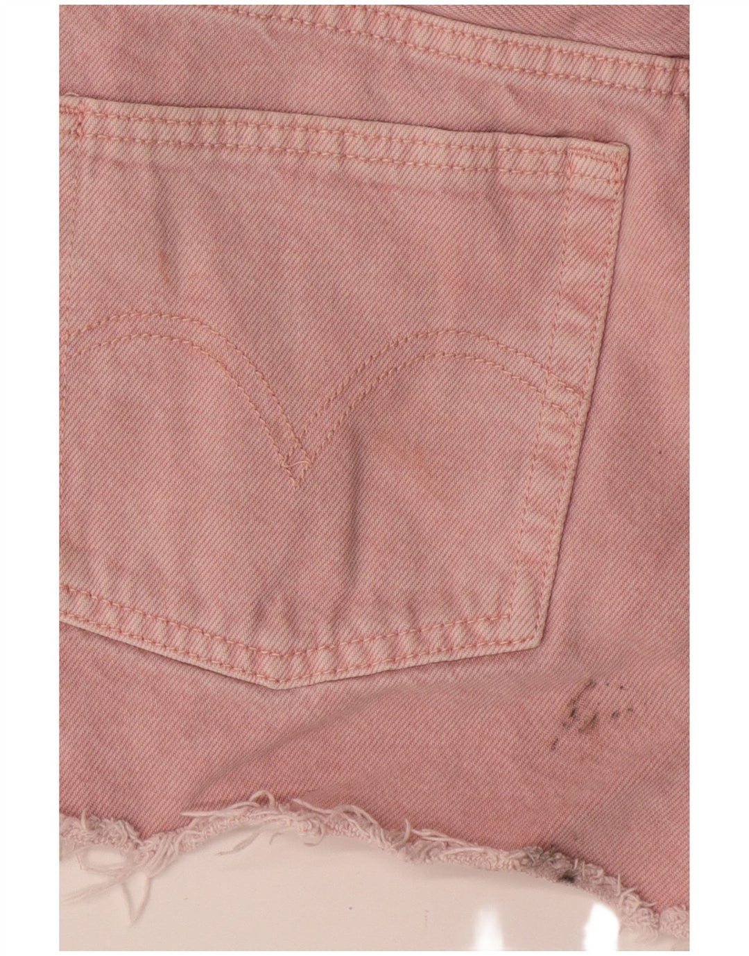 Shorts jeans feminino Levi's 501 W26 pequeno algodão rosa