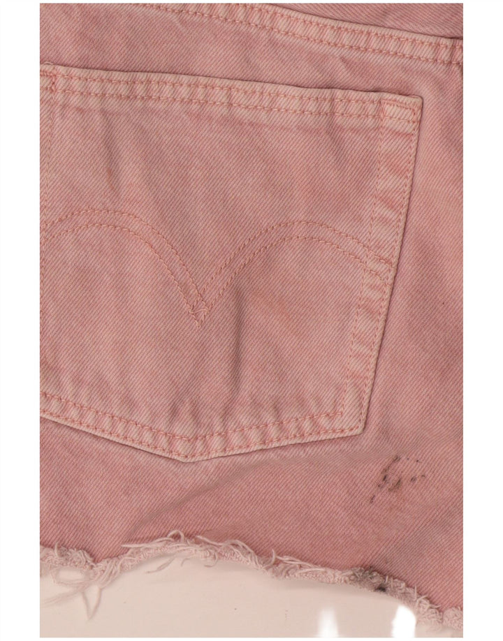 Shorts jeans feminino Levi's 501 W26 pequeno algodão rosa