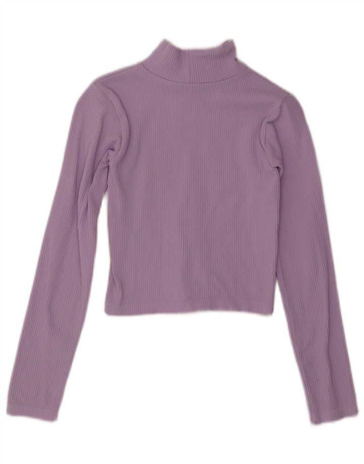 Zara Womens Crop Top Manga Longa Reino Unido 10 Pequeno Roxo
