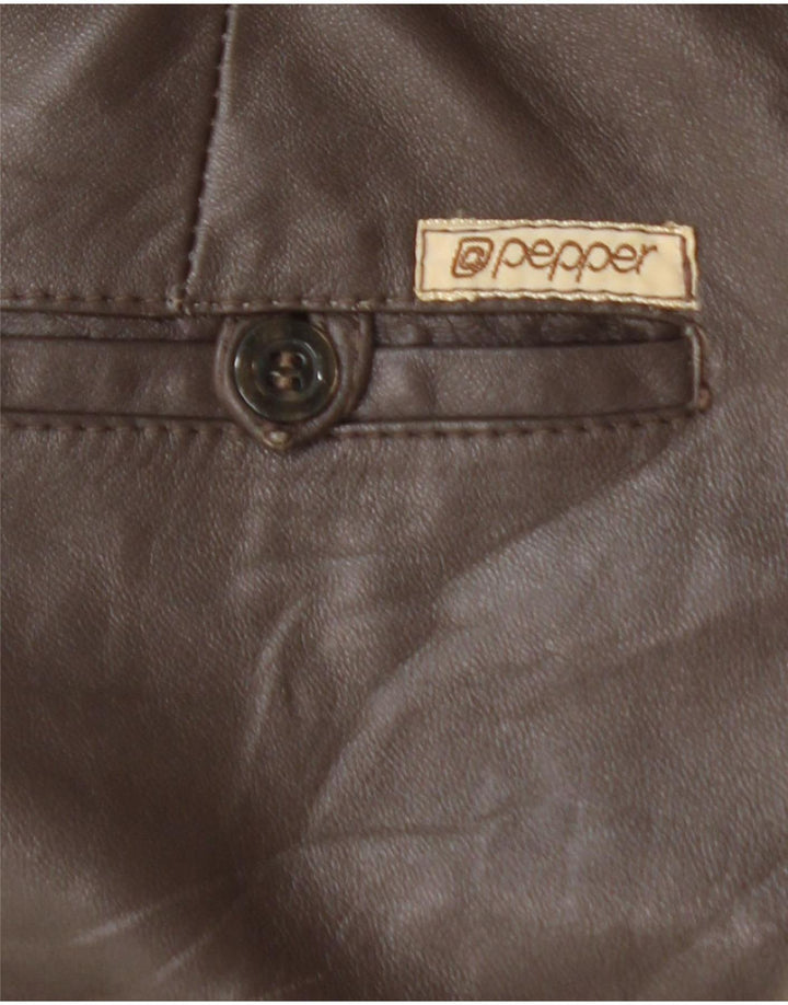 Calça feminina reta de couro VINTAGE W25 L29 marrom