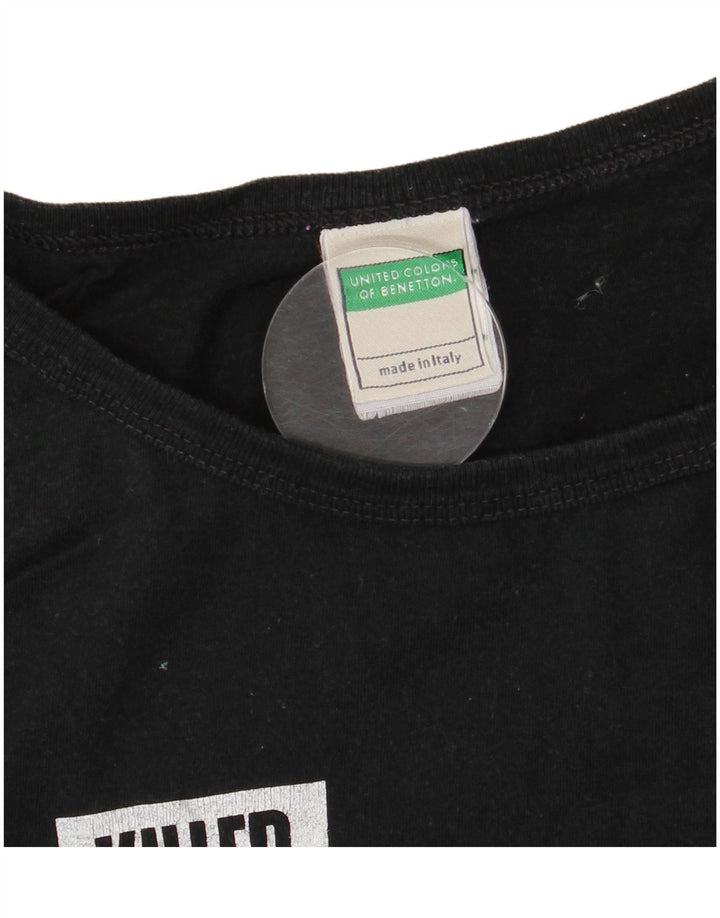Top de colete gráfico feminino Benetton UK 18 XL algodão preto