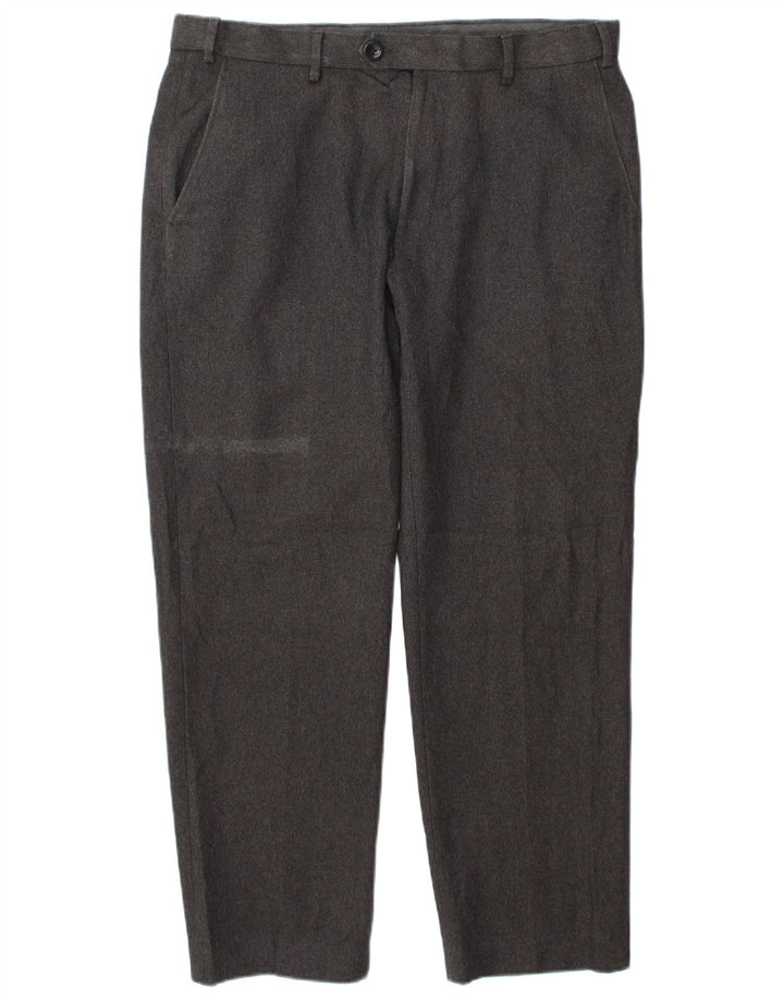 Calça casual masculina Marks & Spencer de ajuste regular W34 L29 poliéster cinza