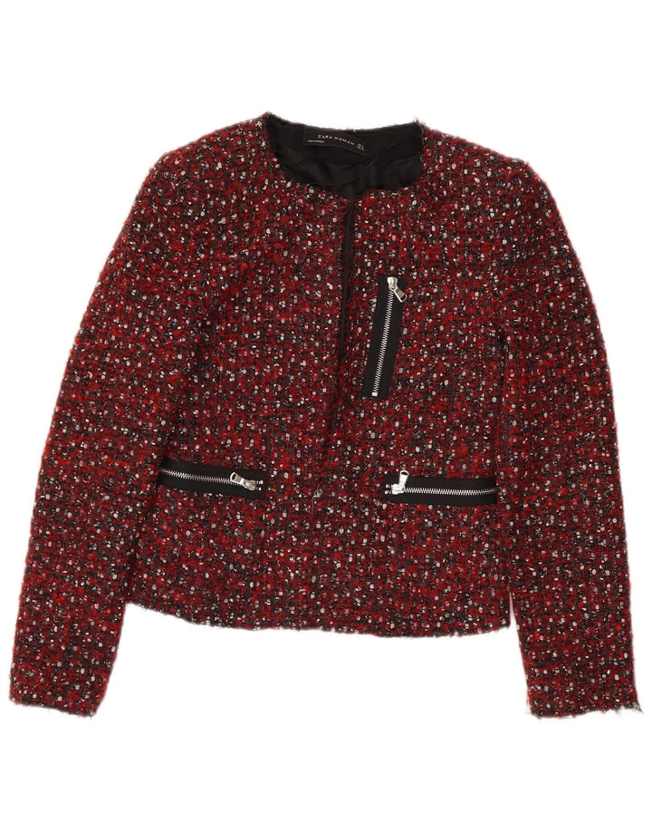 Jaqueta blazer feminina Zara UK 10 pequena vermelha manchada moderna