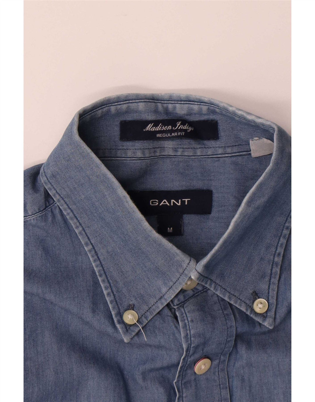 Camisa Gant Masculina Madison Regular Fit Azul Médio Algodão