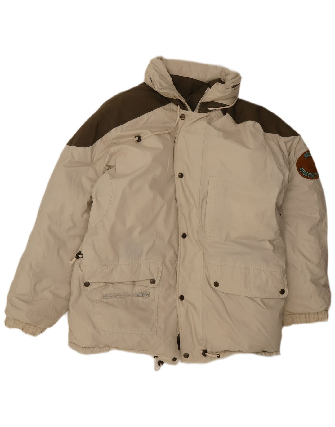 Jaqueta masculina acolchoada reversível com capuz Stratos UK 38 Medium Beige Colourblock