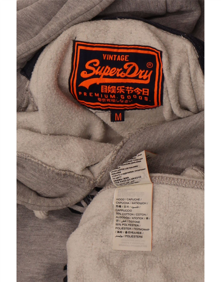 Suéter Superdry masculino com capuz gráfico cinza médio algodão