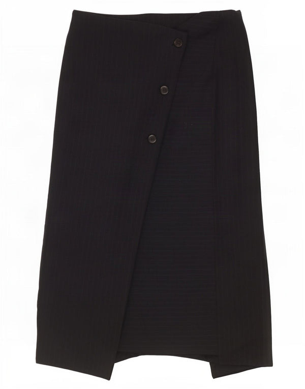 Saia feminina cintura alta Zara XS W24 listrada azul marinho