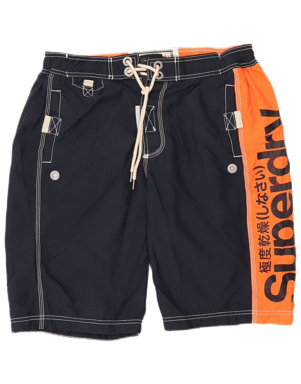 Shorts de natação masculino Superdry Graphic 2XL poliéster colorblock azul marinho