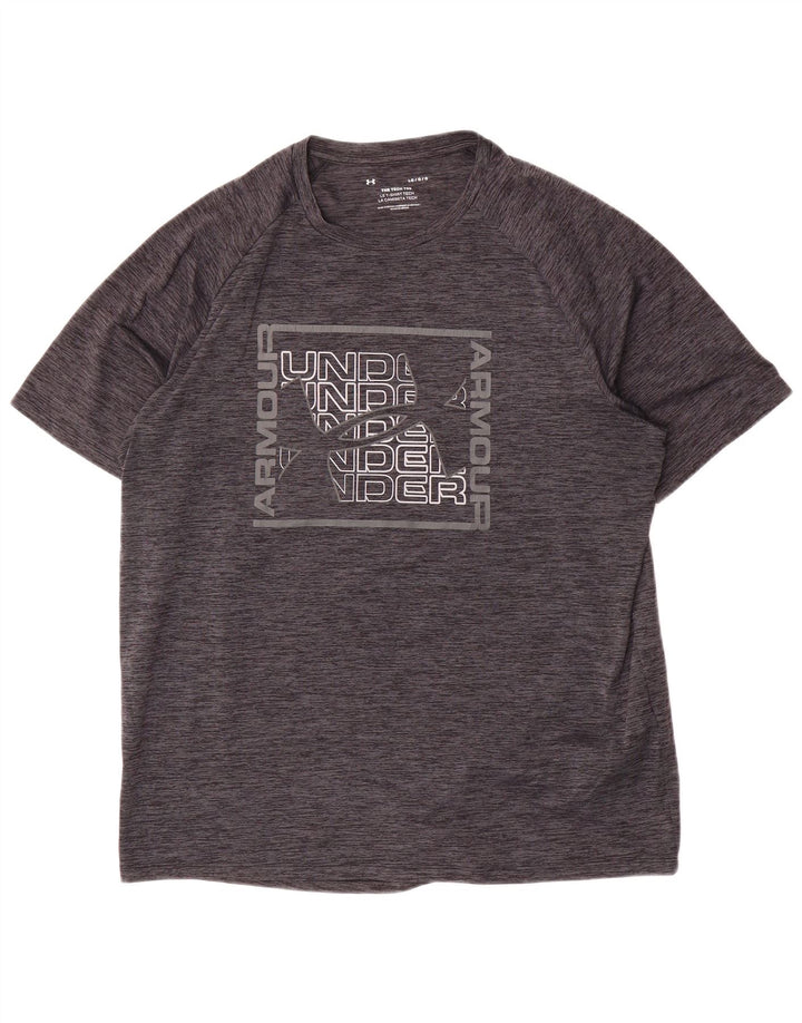 Under Armour Camiseta masculina gráfica grande poliéster manchado cinza