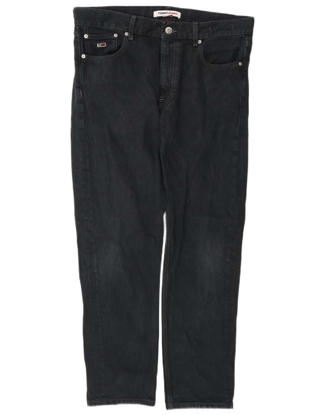 Tommy Hilfiger Masculino Regular Tapered Jeans W32 L30 Algodão Preto
