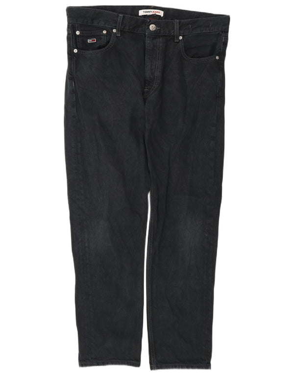 Tommy Hilfiger Mens Regular Tapered Jeans W32 L30 Black Cotton