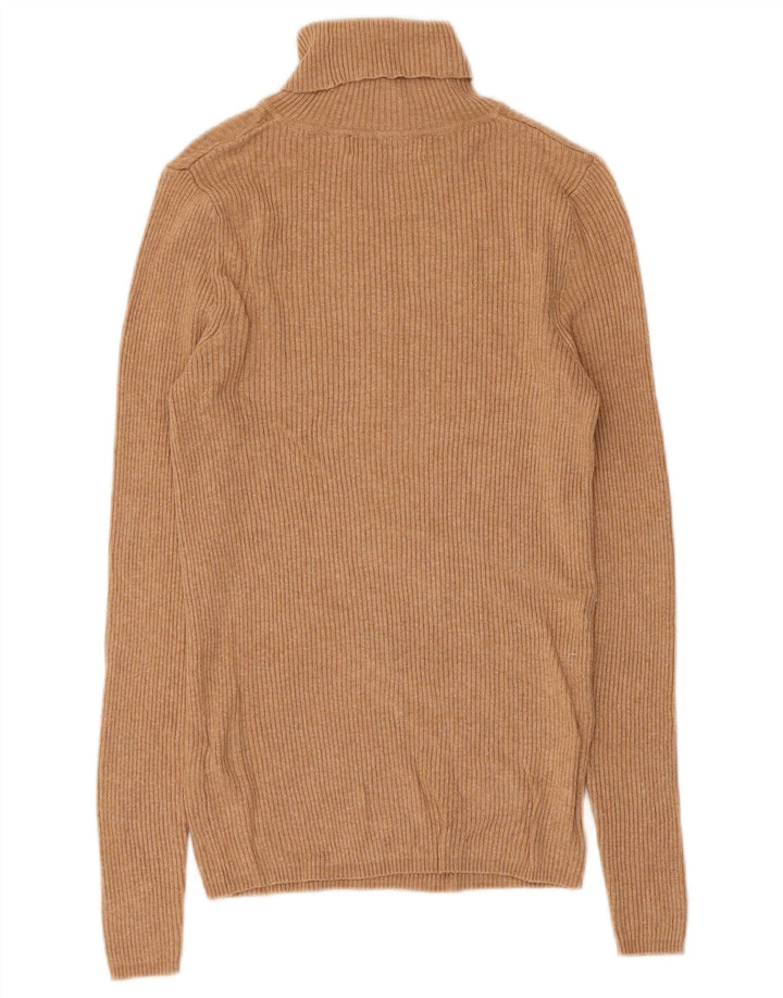 Suéter feminino Marks & Spencer com gola redonda e viscose marrom pequena Reino Unido 10