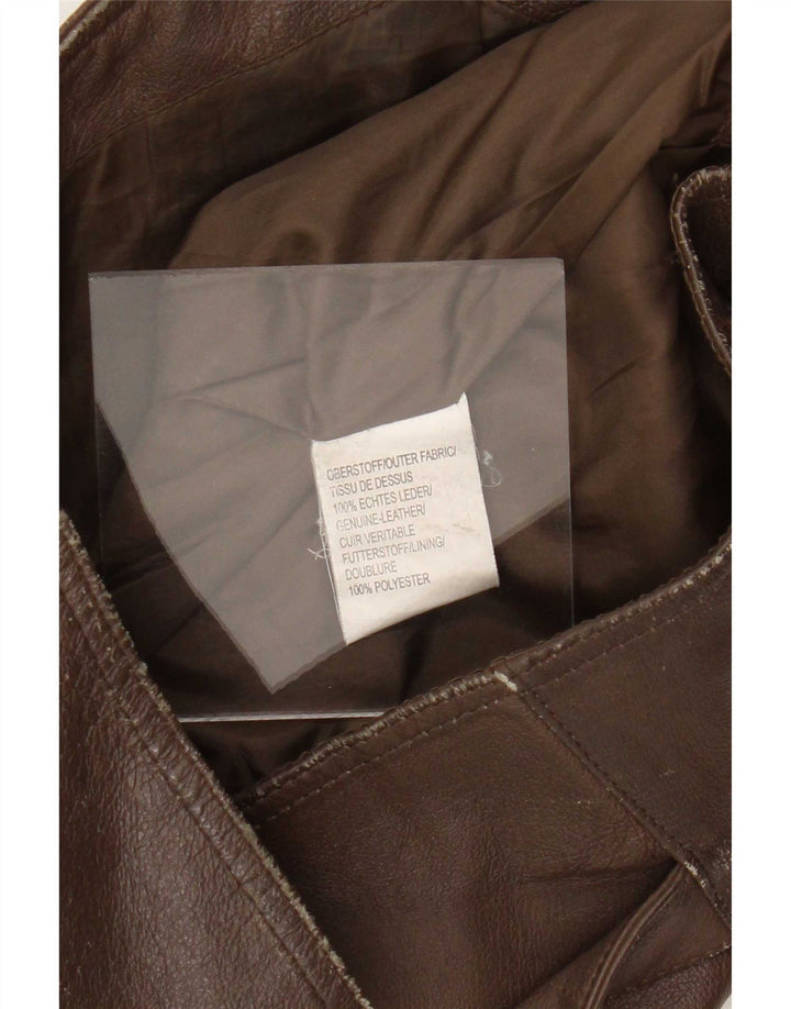 Colete de couro masculino vintage marrom médio