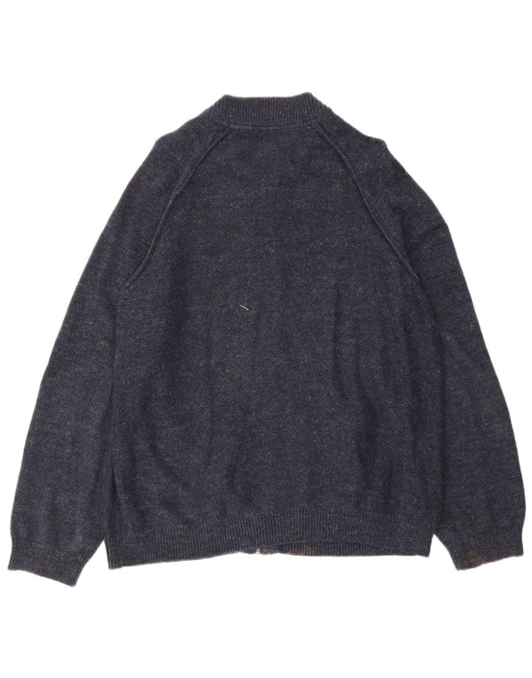 Suéter cardigã masculino Marks & Spencer UK 18 XL algodão manchado azul marinho