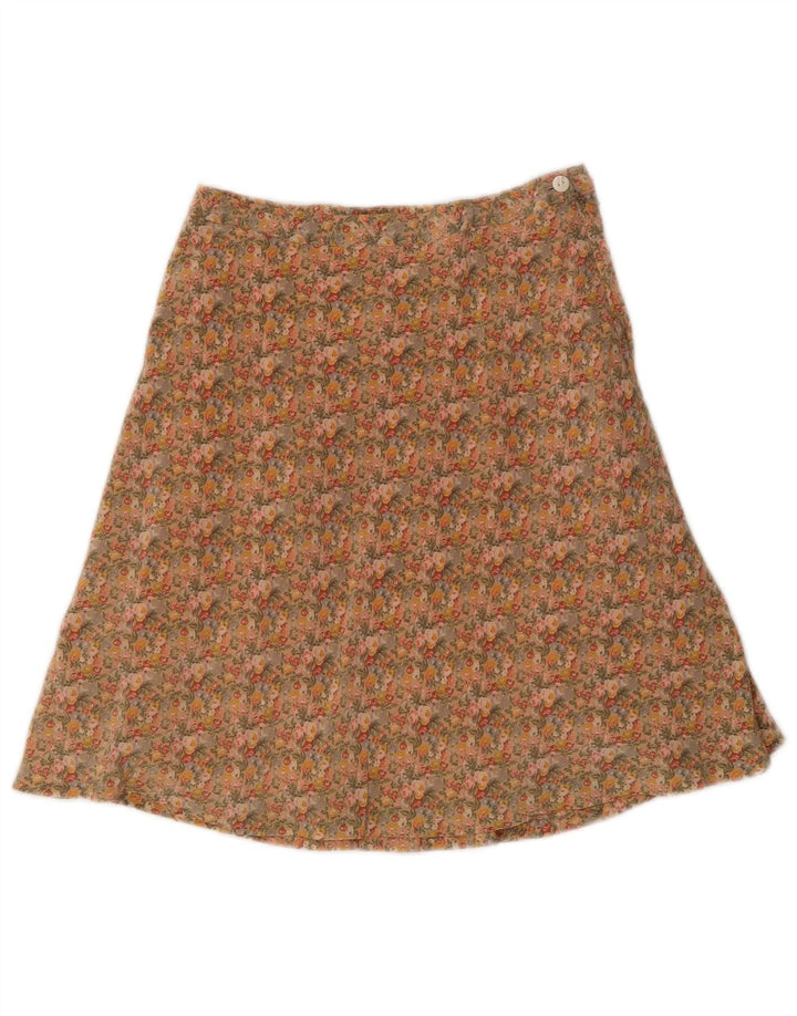 Saia evasê feminina balão EU 38 médio W28 seda floral multicolorida