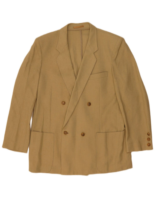 Vintage Mens Double Breasted Blazer Jacket UK 44 2XL Beige