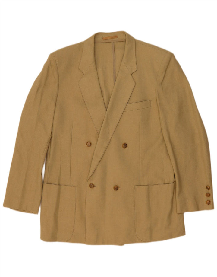 Jaqueta blazer masculina vintage com peito duplo UK 44 2XL bege