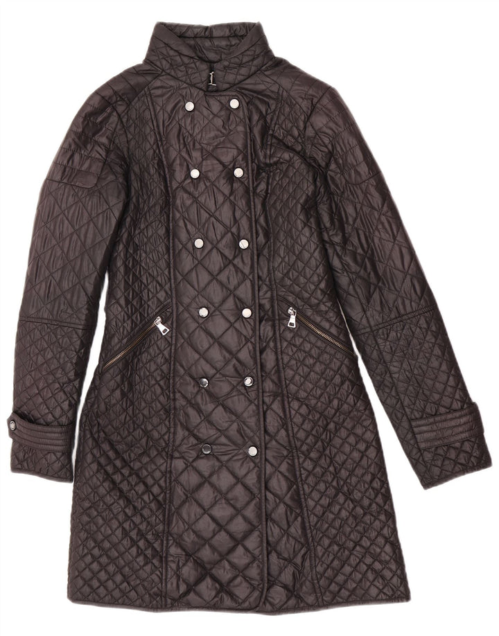 Sobretudo acolchoado feminino Zara UK 6 XS poliéster preto