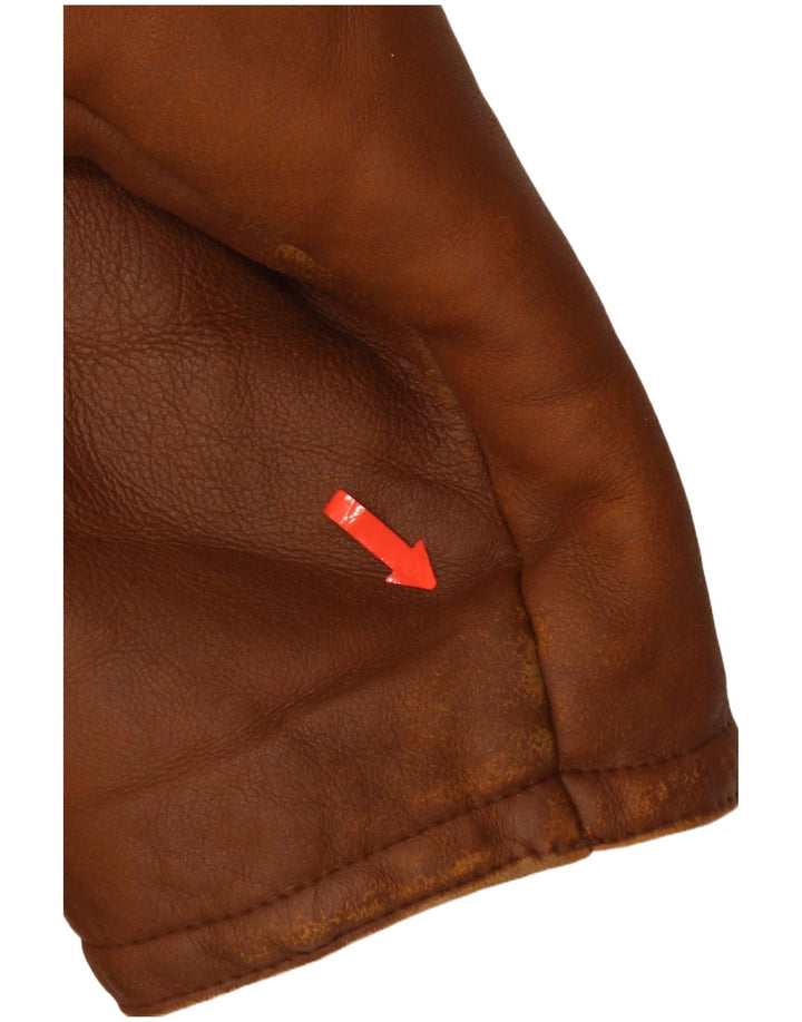 Jaqueta feminina vintage de shearling IT 50 grande marrom shearling