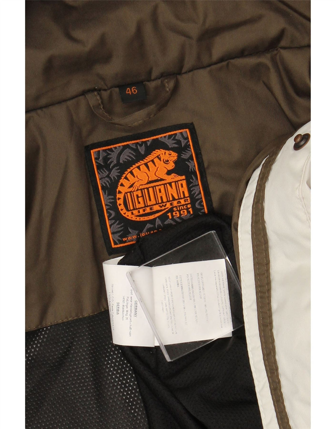 Jaqueta corta-vento feminina com capuz IGUANA EU 46 XL branco colorblock