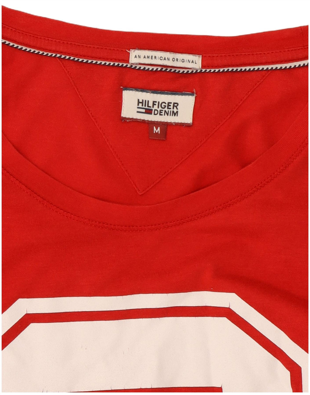 Tommy Hilfiger Camiseta masculina gráfica Top médio algodão vermelho