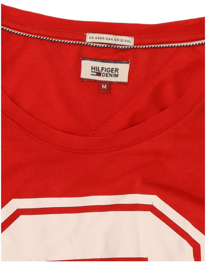 Tommy Hilfiger Camiseta masculina gráfica Top médio algodão vermelho