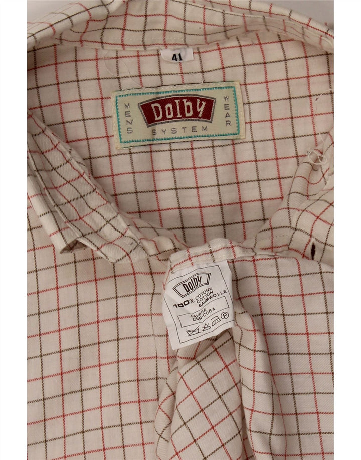 Camisa masculina VINTAGE tamanho 41 grande algodão xadrez branco