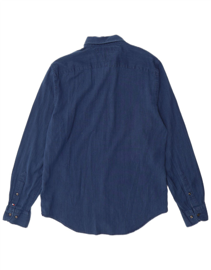 Camisa masculina TOMMY HILFIGER New York Fit algodão azul médio