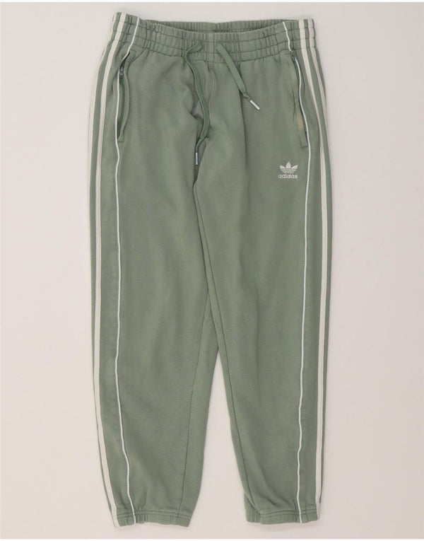 Calças de treino femininas Adidas Joggers UK 14 algodão verde médio