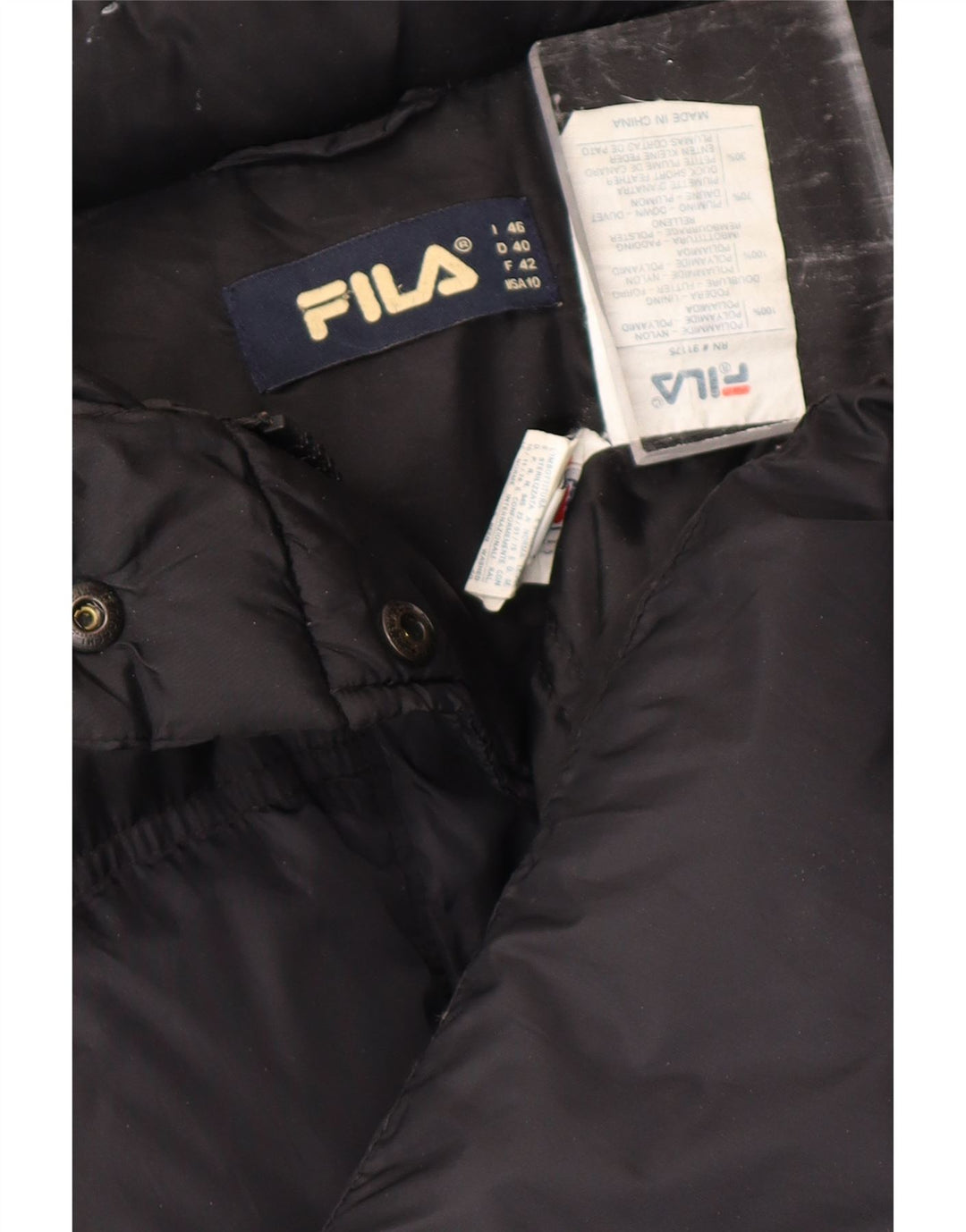 Casaco acolchoado oversized feminino FILA IT 46 grande poliamida preta