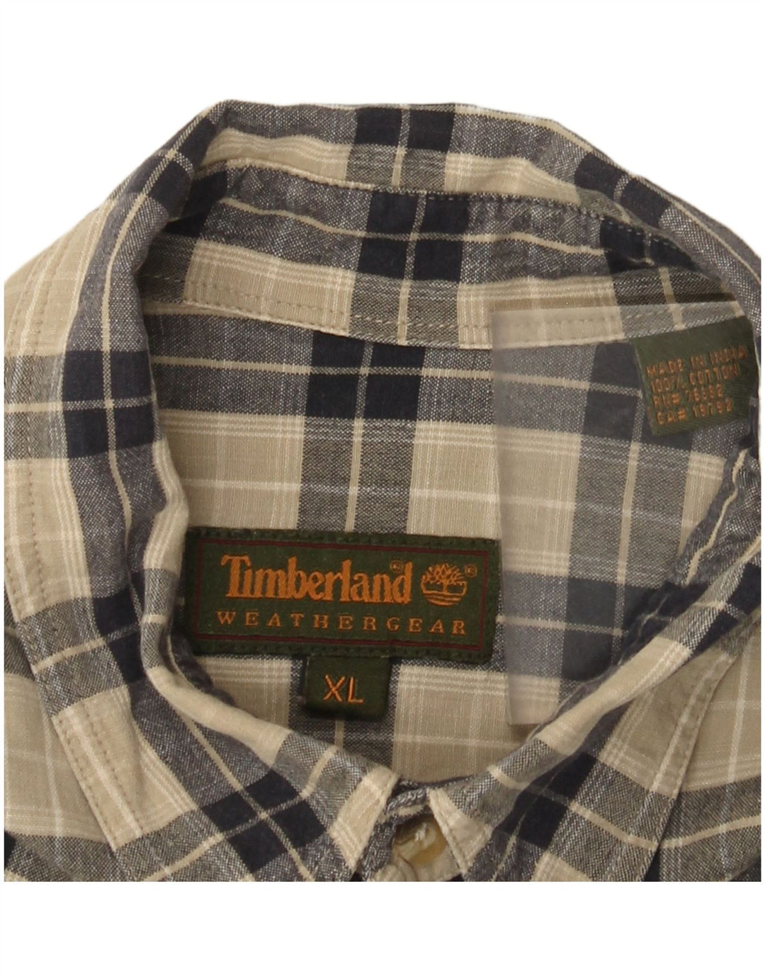 Camisa masculina de flanela Timberland XL bege algodão xadrez
