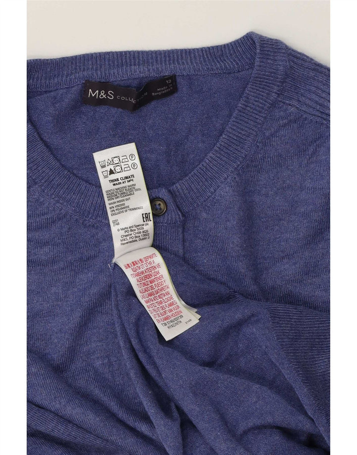 Suéter cardigã feminino Marks & Spencer UK 12 viscose azul médio