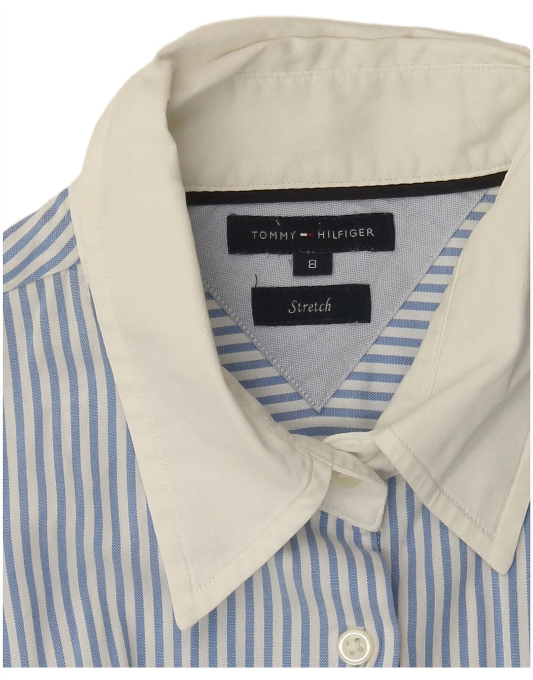 Camisa feminina Tommy Hilfiger EUA 8 médio listrado azul