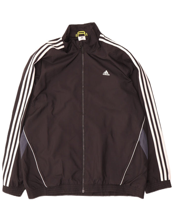 Adidas Mens Tracksuit Top Jacket UK 46/48 XL Preto Colorblock Poliéster