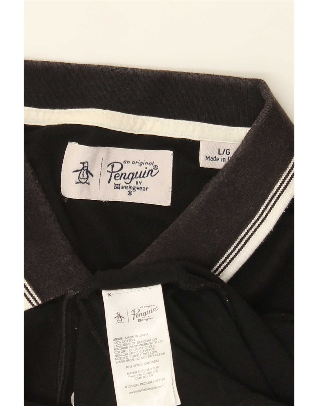 Camisa polo masculina Penguin grande algodão preto