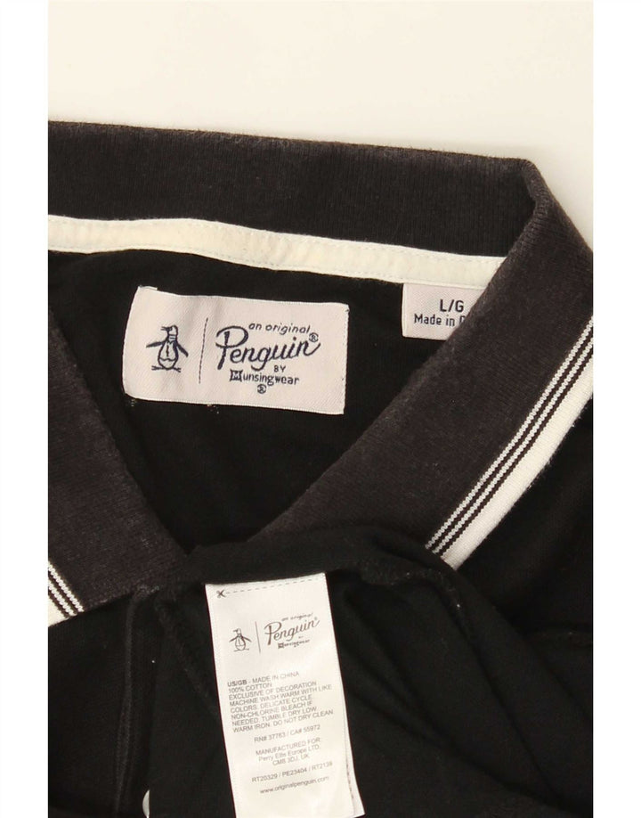Camisa polo masculina Penguin grande algodão preto