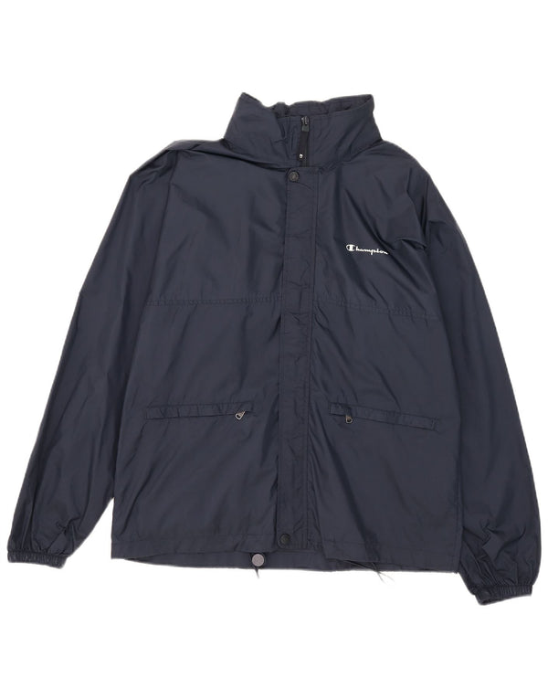 Jaqueta de chuva masculina com capuz Champion UK 36 pequena azul marinho poliamida