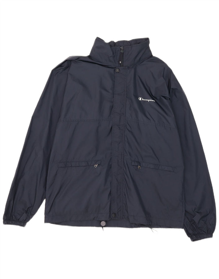 Jaqueta de chuva masculina com capuz Champion UK 36 pequena azul marinho poliamida