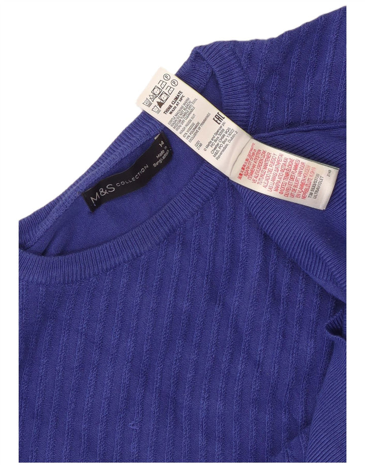 Suéter feminino Marks & Spencer com gola redonda e gola redonda Reino Unido 14 azul médio
