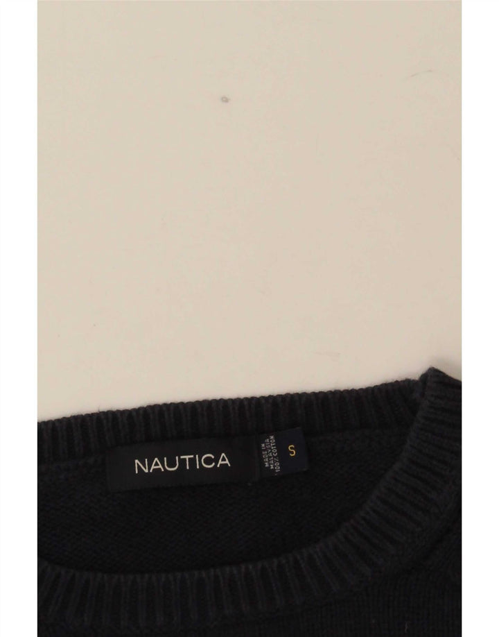 Suéter masculino Nautica com gola redonda, pequeno algodão azul marinho