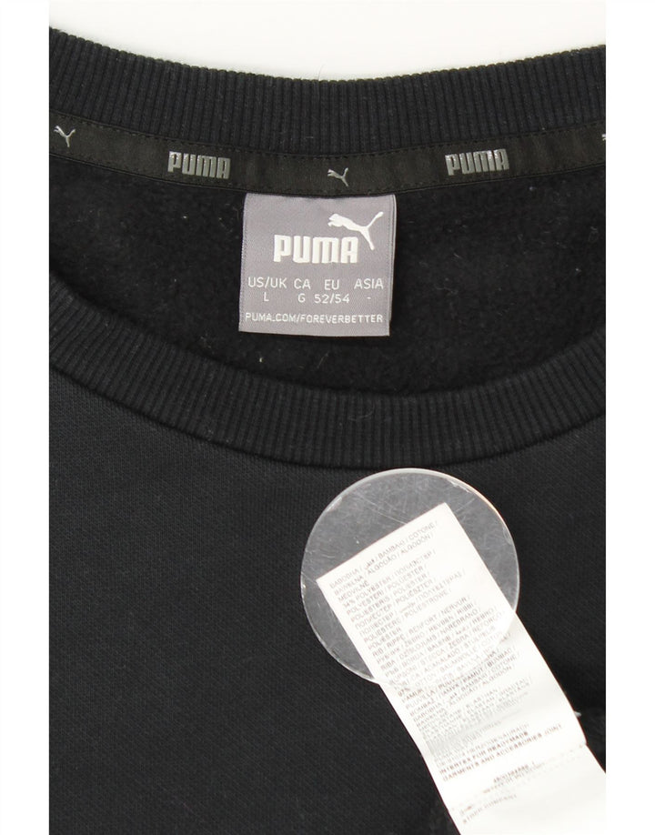 Puma Mens Graphic Moletom Jumper Grande Algodão Preto