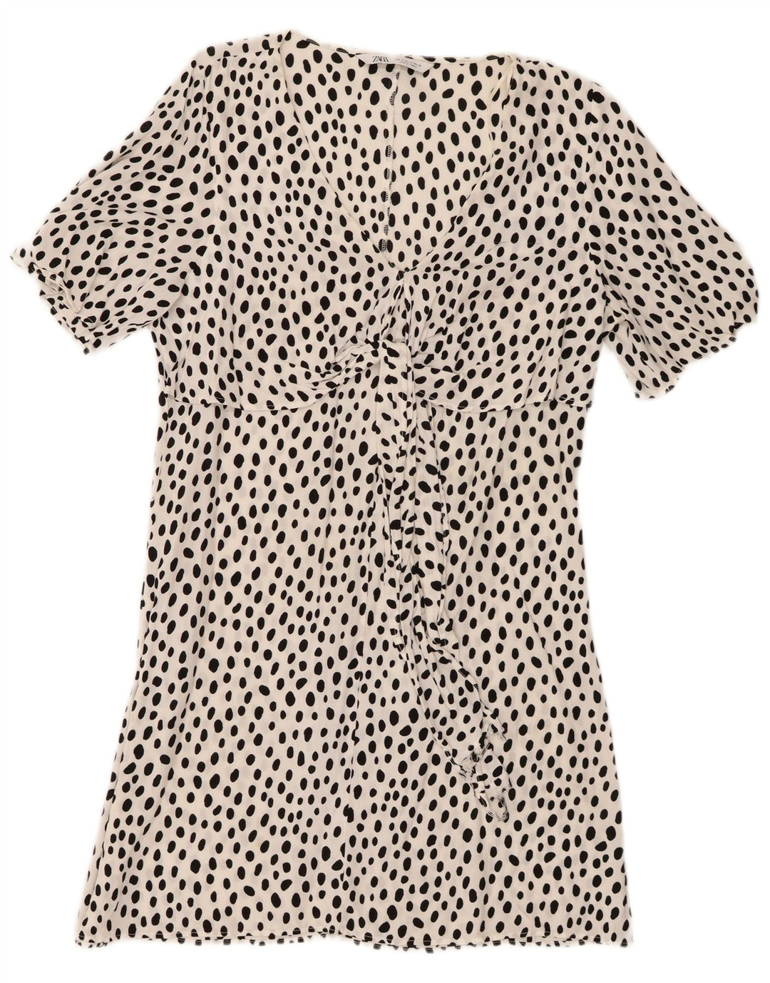 Vestido feminino Zara A-Line UK 10 pequeno branco manchado
