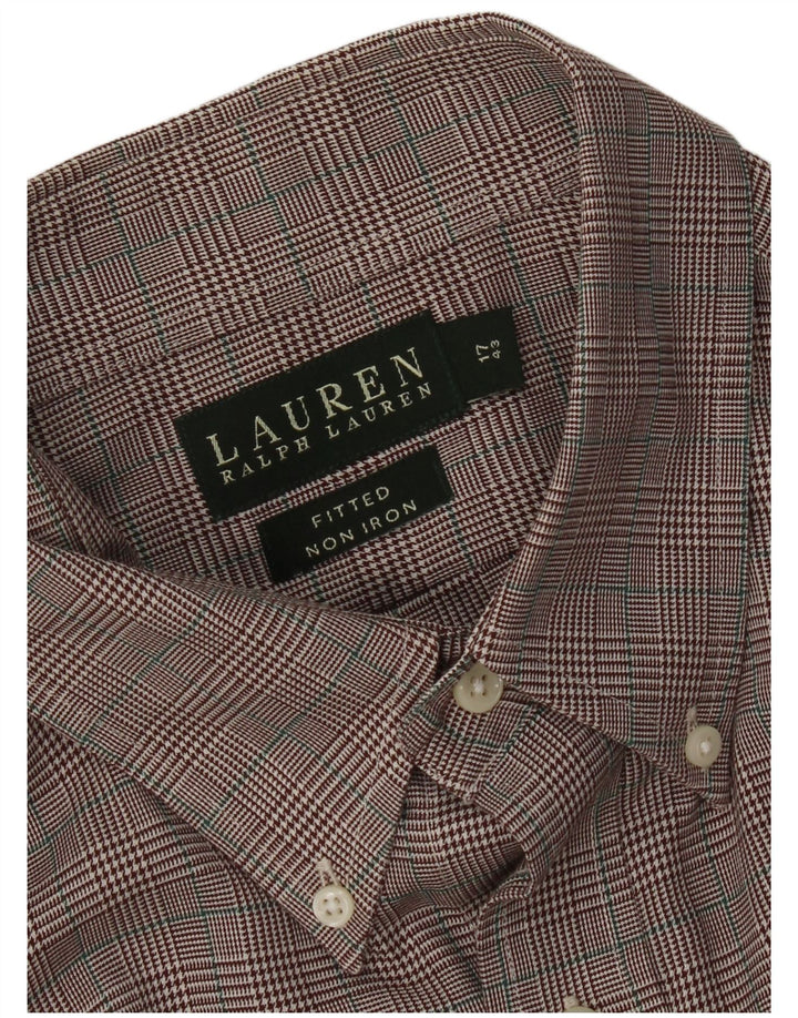 Camisa masculina Ralph Lauren tamanho 17 43 XL marrom houndstooth