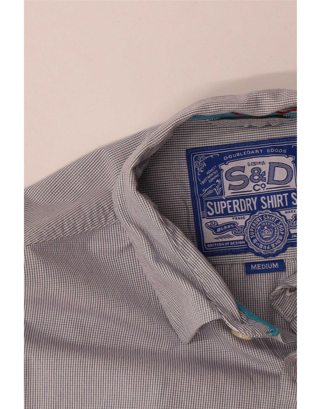 Camisa masculina Superdry cinza médio algodão guingão